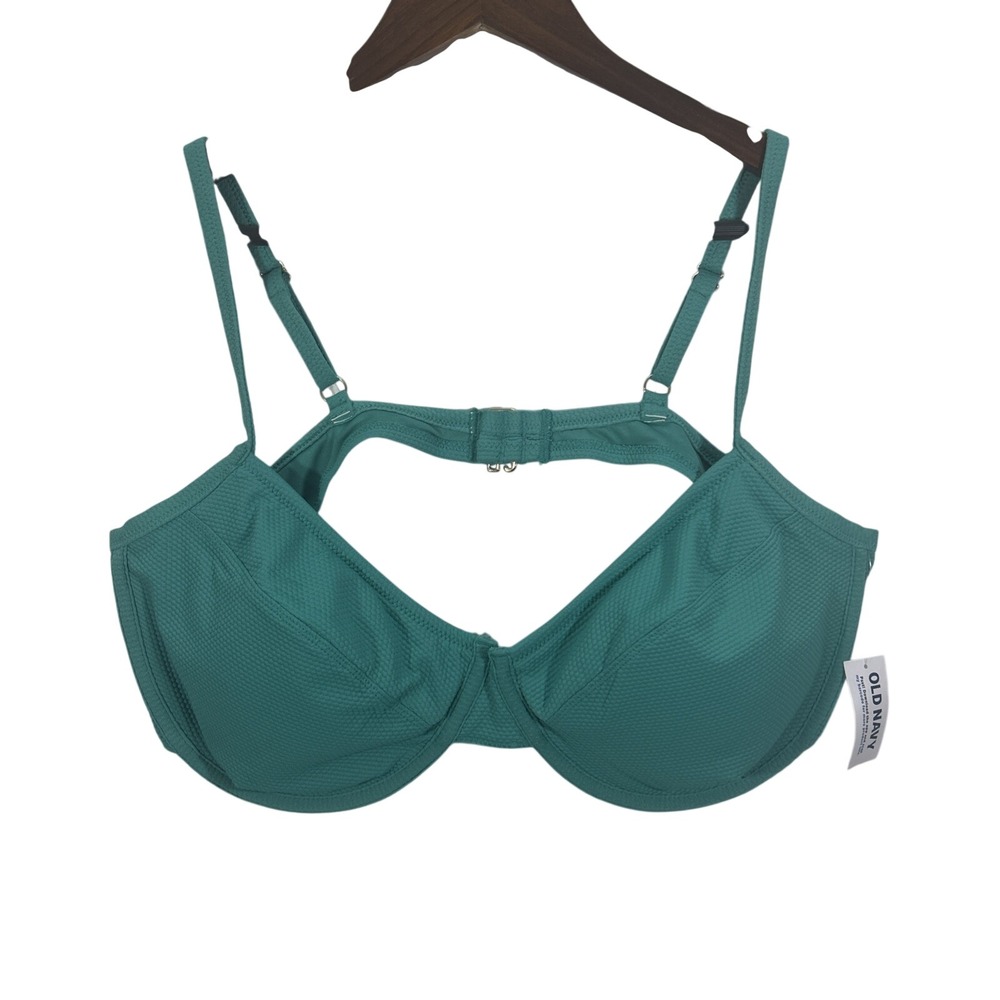 Old Navy Women XXL Teal Swim Top Balconette Textured Adj Padded Underwire New